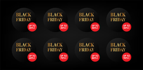 Set of black friday sale label, material for you design, vector.