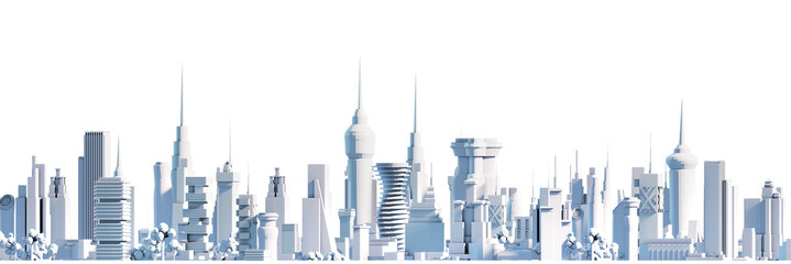 Fototapeta na wymiar Modern City 3D render view. Business and banking area with skyscrapers, modern corporate architecture, Capital city, futuristic cityscape. Business background 