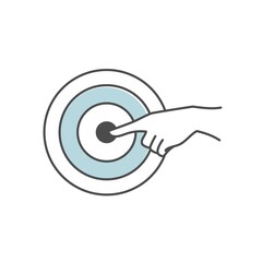 Hand drawn vector illustration of hand pointing to target.