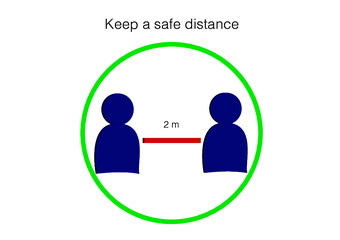 CMYK Social distancing icon. Staying safe by keeping a safe distance between people. Corona virus epidemic sign. Preventive measures. Prevention sign