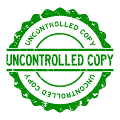 Grunge uncontrolled copy word round rubber seal stamp on white background