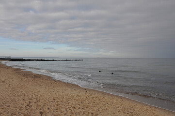 Coast in the autumn, in cloudy weather