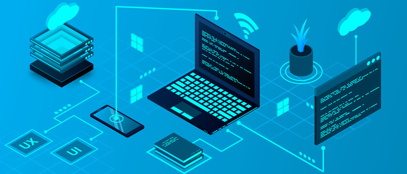 Programming web banner, vector illustrator