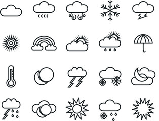 weather cloud sun icon rain icons symbol snow illustration set clouds forecast climate sky moon sign meteorology cloudy vector wind blue symbols storm design lightning