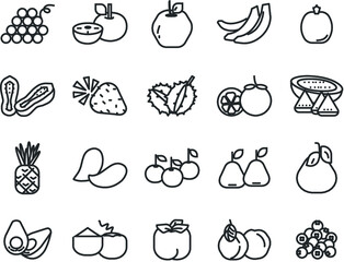 food fruit icon pattern apple illustration set cartoon vegetable collection vector icons vegetables drawing pineapple design isolated art symbol silhouette corn white strawberry