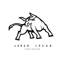 bull logo black and white version Design vector template Illustration