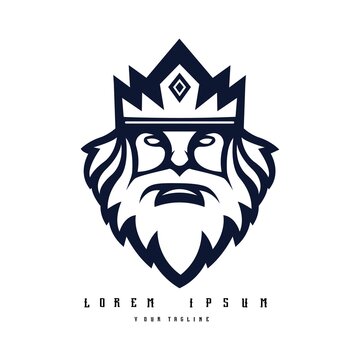 King logo design vector black and white version. modern illustration concept style for badge, emblem and t-shirt printing