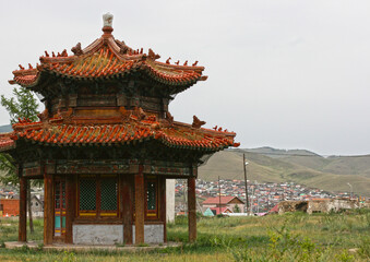 Fototapeta na wymiar Monastery in Ulaanbaatar, Mongolia. Buddhist monastic centers in modern city.