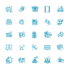 TV and media news vector icons set