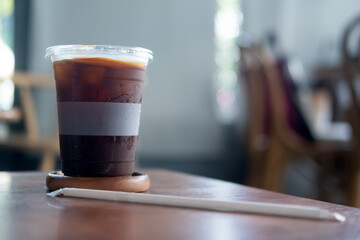 Iced black coffee mix orange juice