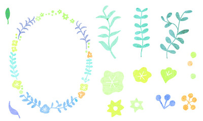 botanical vector illustration material set