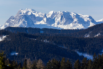 The Hochk&ouml;ning (High King) mountain in the Berchtesgaden Alps seen from great distance in Filzmoos (Salzburg county, Austria)