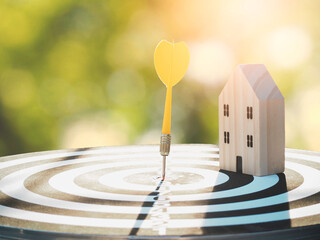  Success goals, Bullseye is a target of business concept. business marketing as concept. Dartboard...