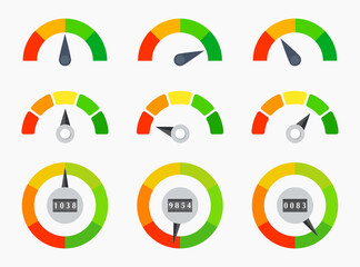 Credit Score vector gauge. Different arrow position.