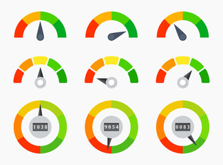 Credit Score vector gauge. Different arrow position.