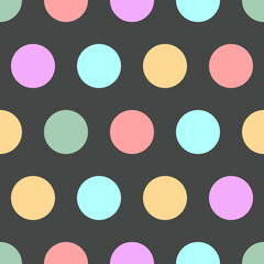 Polka dot seamless simple pattern with colore circles