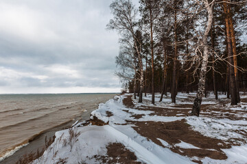 Winter landscape on the Ob river, Novosibirsk region
