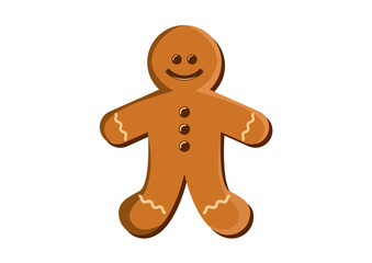 Christmas cute cookie gingerbread man with icing icon vector. Gingerbread man icon isolated on a white background. Christmas cookie gingerbread man vector
