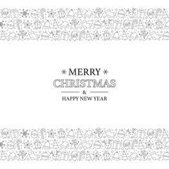 Christmas postcard with festive elements and wishes. Vector