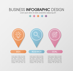 Fototapeta premium Business diagram with icons and 3 options. Infographic design. Vector