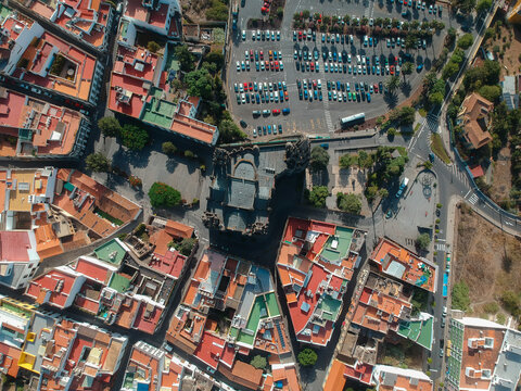 Aerial view on the Arucas city at Las Palmas de Grand Canaria