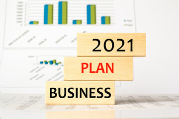word PLAN on wooden blocks, white background, business concept. business and Finance