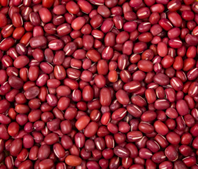 red adzuki beans on white background.