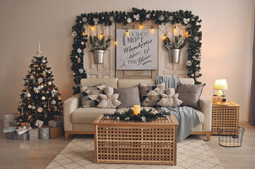 New Year interior in a rustic style
