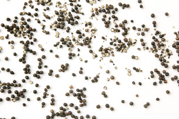 black pepper corns isolated on white background