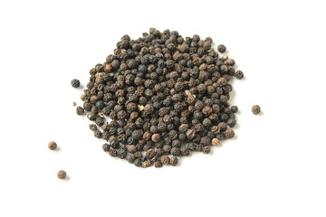 black pepper corns isolated on white background