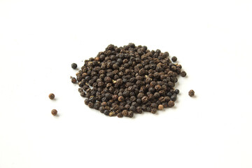 black pepper corns isolated on white background
