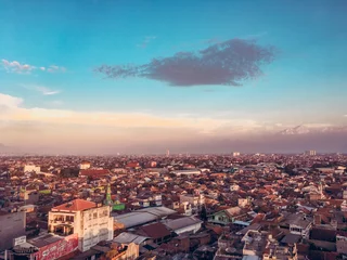 Foto op Canvas beautiful blue sky in the morning dawns in Bandung city Indonesia © Lordgarn