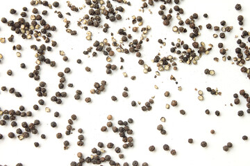 black pepper corns isolated on white background