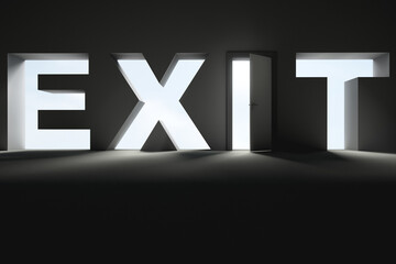 Word exit. Opened door. Passage in the wall.