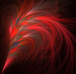 Red whisk on a black background. Abstract image. 3D. Fractal.