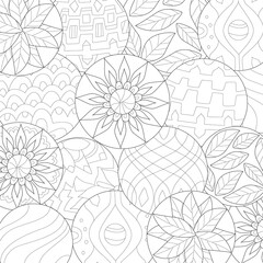 background with christmas balls for your coloring book