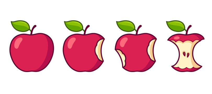 Cartoon apple eating set