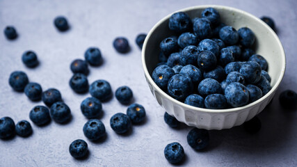 Fresh blueberries in a bowl with white background