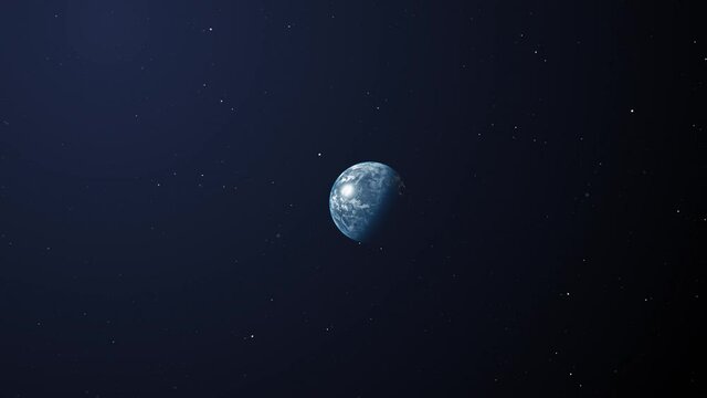 Zoom in from outer space onto planet earth. Long zoom from far away