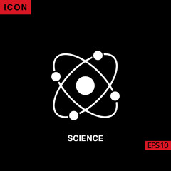 Icon science with atom nuclear. Filled, glyph or flat vector icon symbol sign collection