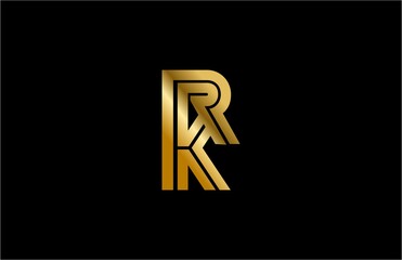 typography letter RK linked linear monogram gold design logo