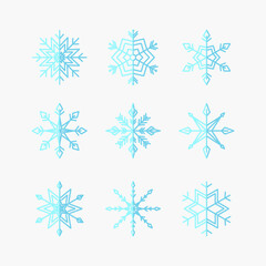 Snowflake vector outline icon set. Christmas and New Year concept. Line art Vector illustration.