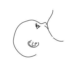 The baby is drinking breast milk. Sketch. Vector illustration.
