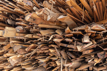Pile of wood scraps from a sawmill industry.