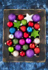 Colorful Christmas balls for holiday background