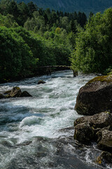 Waterfall Vallestadfossen in southern Norway