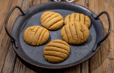 homemade baked cookies made with flour and jaggery