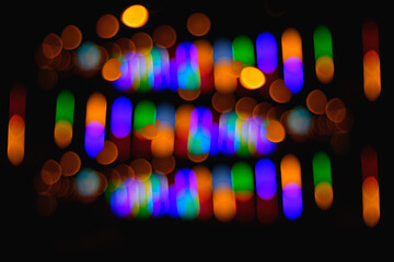 Abstract multi colored Lights bokeh . Unfocused Light background. Blured night light. background