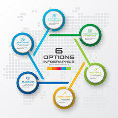 Circle chart infographic template with 6 options,Vector illustration.