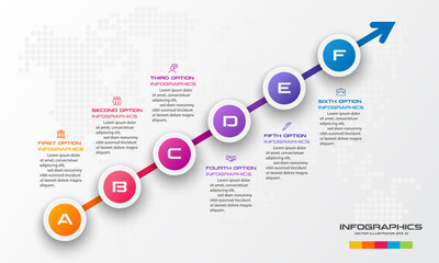Timeline infographic template,Business concept with 6 options,Vector illustration.
